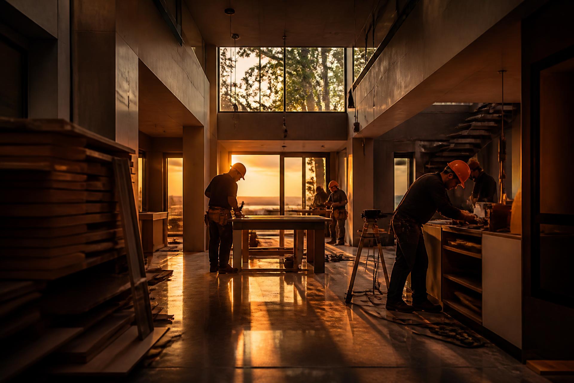 Equipe da G7 Soluções trabalhando em obra de reforma